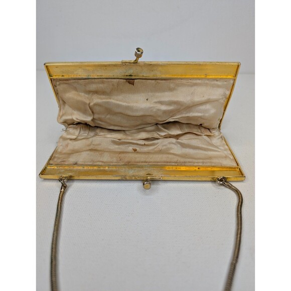 Vintage 50s 60s Beaded Embroidered Purse  Kiss Lock Clasp Metal Frame Handmade - Picture 6 of 11